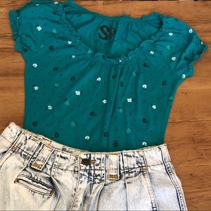 Turquoise SO floral print t shirt